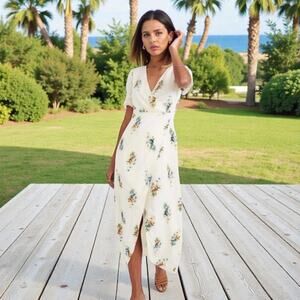 Madewell Dress "Magdalena" Floral midi faux wrap size 12